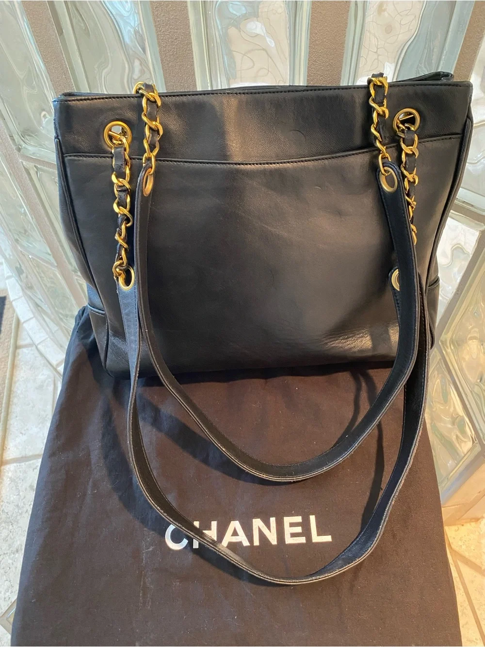 CHANEL Timeless CC Tote in Black Lambskin Leather with 24k gold-plated hardware